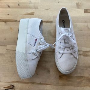 Superga womens 2790 white platform sneakers size 37.5/ 7